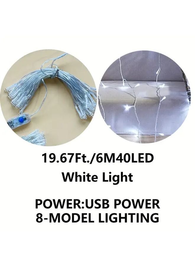 الضوء الأبيض USB حبل فيري 6 متر 40 LED 8 أوضاع تحكم عن بعد داخلي خارجي - Image 1