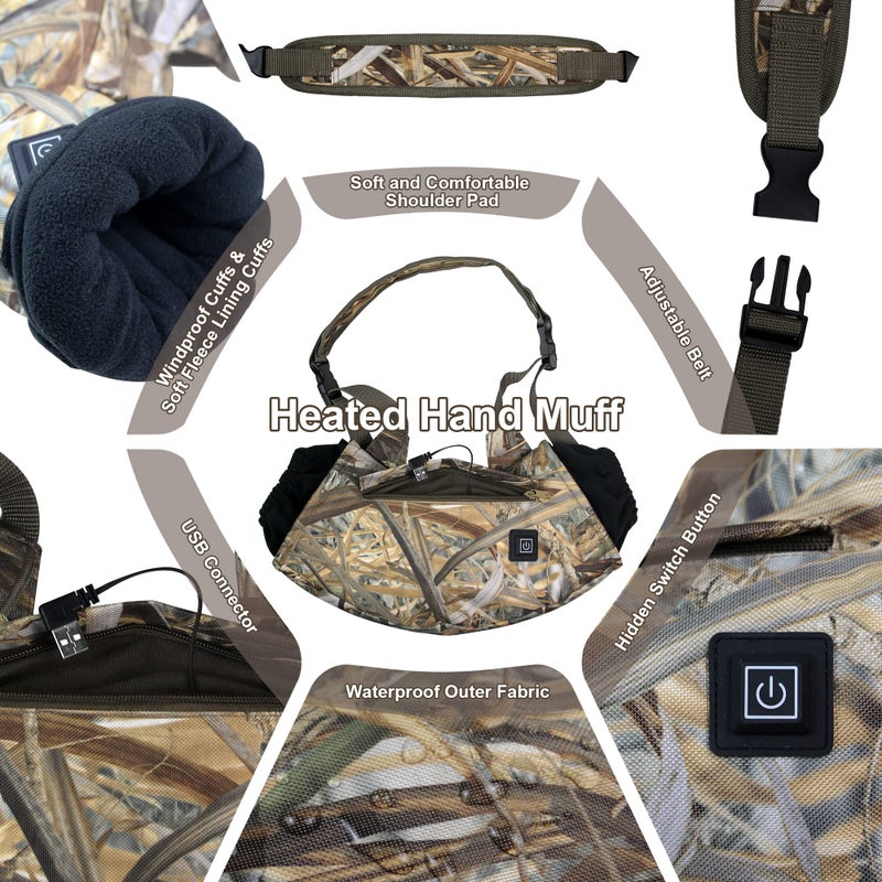 MDSTOP Heated Hand Muff, Electric Heating Hand Warmer Pouch, Suitable for Outdoor Hunting, Sports, Photography, Golf, Hike, Football, Snow Camping in Cold Winter Keep Warmth ï¼ˆNo-Batteryï¼‰ - Image 4