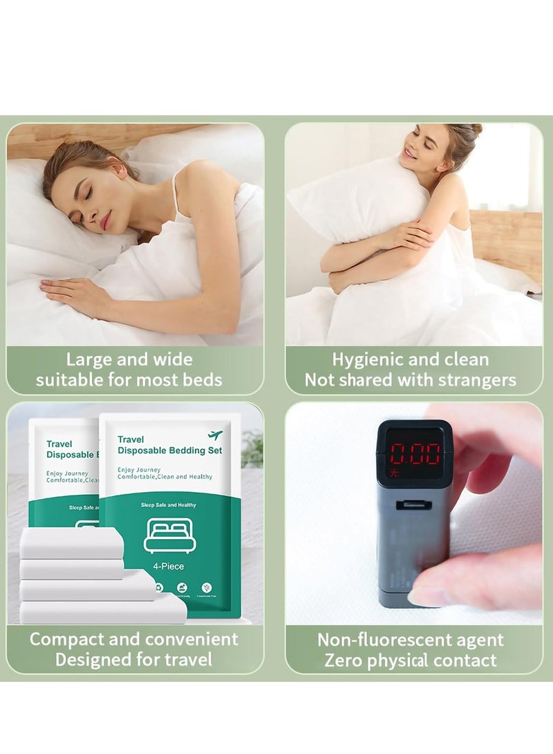 8 Pack Disposable Queen Size Bed Sheets Travel Set with 2 Fitted Sheets 2 Quilt Covers and 4 Pillowcases for Business Trips and Hotels - Image 2