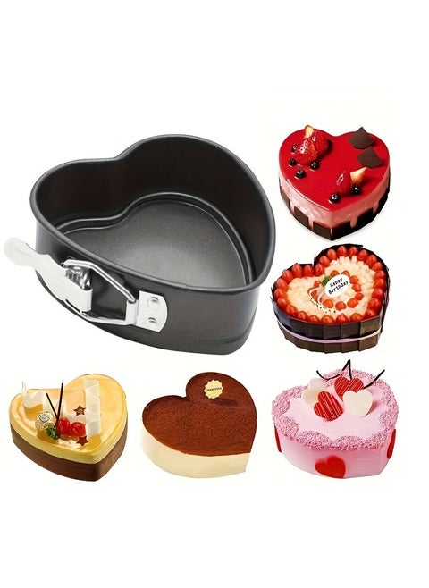 Nonstick Heart Shape Springform Cake Pan - Perfect for Cheesecake, Fried Eggs, Pudding, and More - Removable Bottom and Leakproof - Essential Baking Tool and Kitchen Accessory
