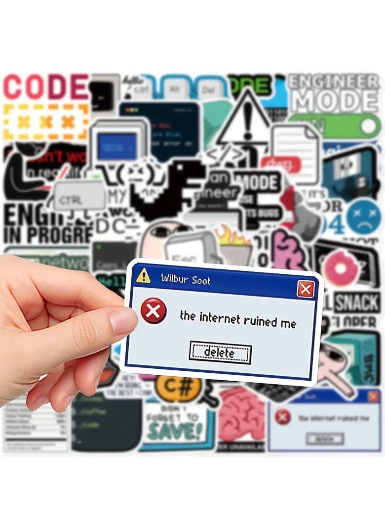 Goolsky 50pcs Cartoon Programmer MEME Stickers, Waterproof PVC, Mixed Colors - Ideal for Laptops, Water Bottles, Phones, Guitars, Skateboards - DIY Decal Gifts, Perfect for Winter, New Year  - Image 1