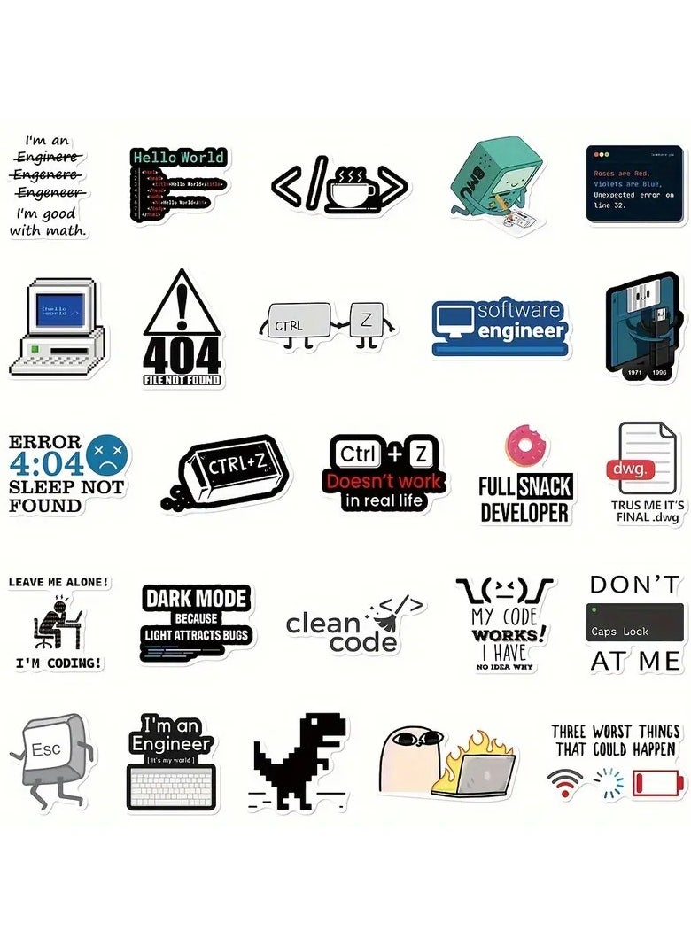 Goolsky 50pcs Cartoon Programmer MEME Stickers, Waterproof PVC, Mixed Colors - Ideal for Laptops, Water Bottles, Phones, Guitars, Skateboards - DIY Decal Gifts, Perfect for Winter, New Year  - Image 2