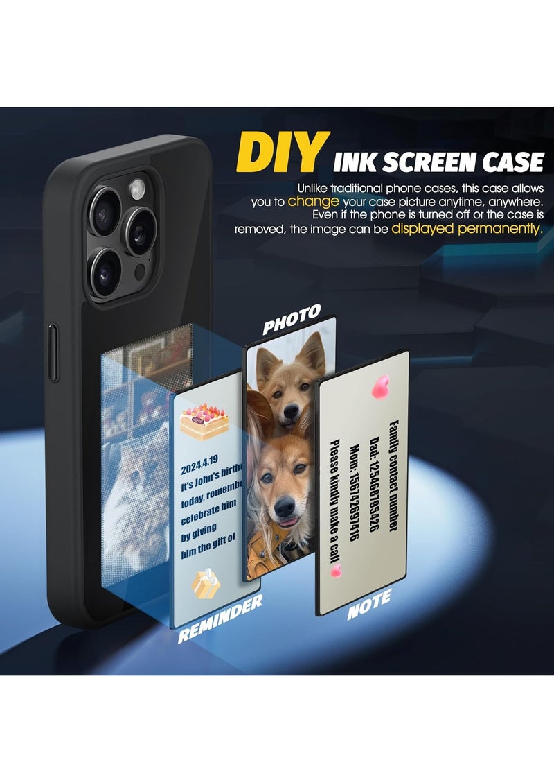SYOSI - Smart NFC Ink Phone Case Compatible for iPhone 15 Pro Max, Customizable E-Ink Screen DIY Images Long-Lasting Display Fast Transmission (Black) - Image 1