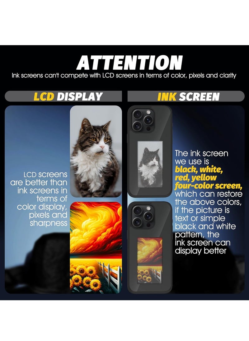 SYOSI - Smart NFC Ink Phone Case Compatible for iPhone 15 Pro Max, Customizable E-Ink Screen DIY Images Long-Lasting Display Fast Transmission (Black) - Image 1