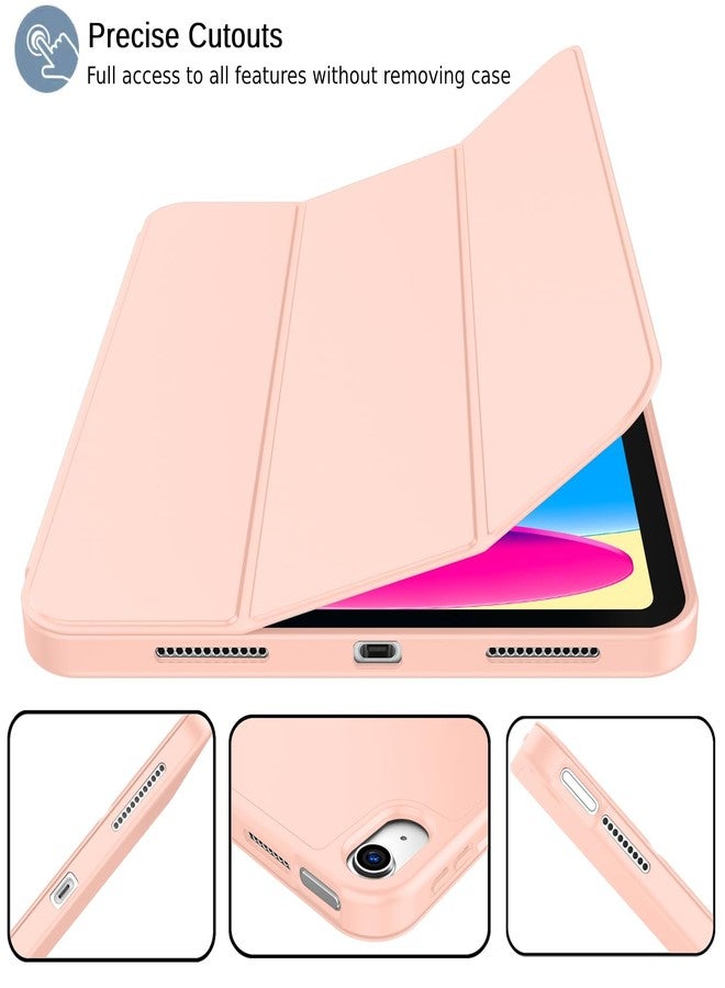iMieet جراب iMieet الجديد لجهاز iPad من الجيل العاشر 2022 مقاس 10.9 بوصة مع حامل قلم، جراب ذكي ثلاثي الطي مع ظهر TPU ناعم، خاصية التشغيل/الإيقاف التلقائي (لون بيج فاتح) - Image 2