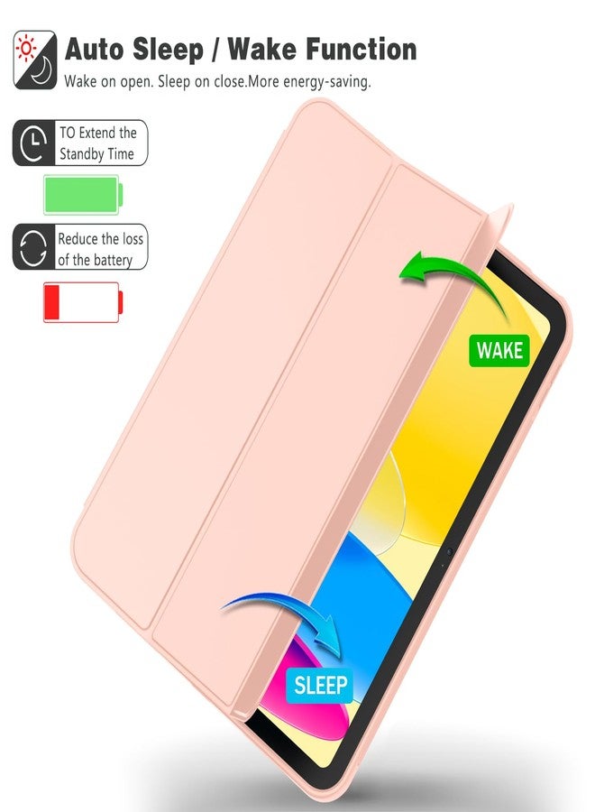 iMieet جراب iMieet الجديد لجهاز iPad من الجيل العاشر 2022 مقاس 10.9 بوصة مع حامل قلم، جراب ذكي ثلاثي الطي مع ظهر TPU ناعم، خاصية التشغيل/الإيقاف التلقائي (لون بيج فاتح) - Image 3