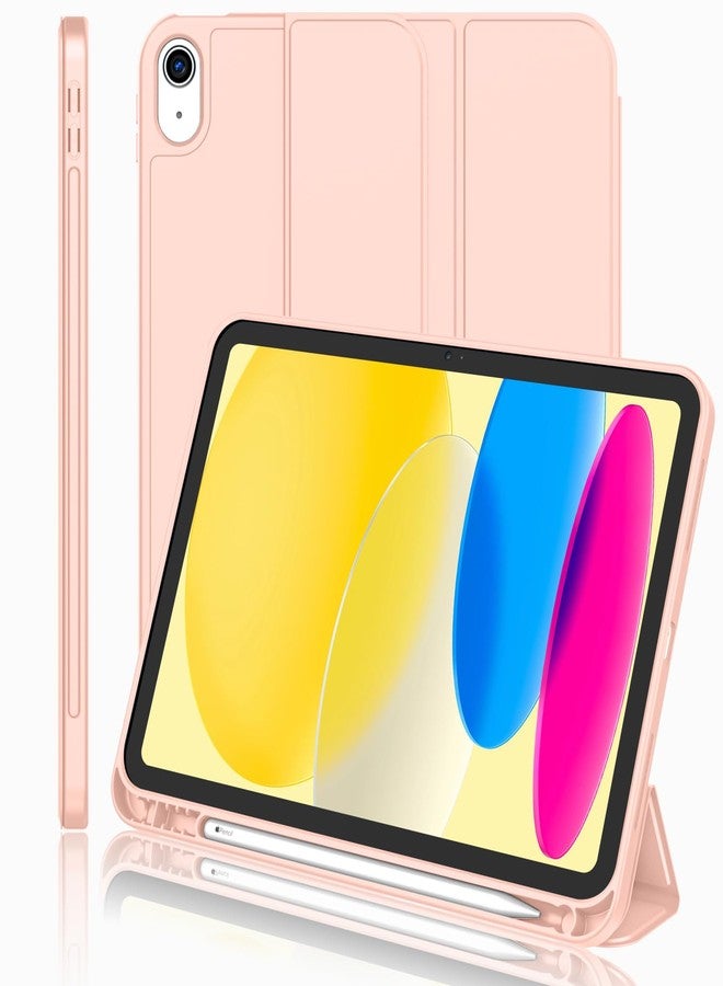 iMieet جراب iMieet الجديد لجهاز iPad من الجيل العاشر 2022 مقاس 10.9 بوصة مع حامل قلم، جراب ذكي ثلاثي الطي مع ظهر TPU ناعم، خاصية التشغيل/الإيقاف التلقائي (لون بيج فاتح) - Image 1