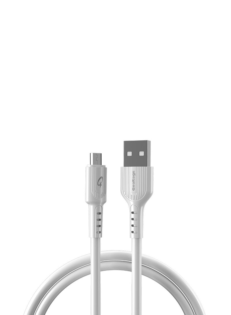 جولتيج كابل شحن جولتیج USB A الى مايكرو USB بطول 1 متر، قدرة 2.4 امبير 20 واط، شحن ونقل بيانات، تصميم سيليكون مرن من TPE، متانة عالية، لون ابيض - Image 1