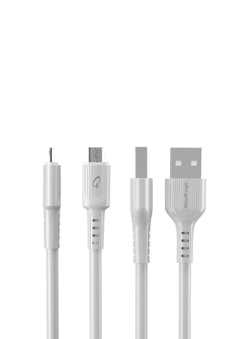 جولتيج كابل شحن جولتیج USB A الى مايكرو USB بطول 1 متر، قدرة 2.4 امبير 20 واط، شحن ونقل بيانات، تصميم سيليكون مرن من TPE، متانة عالية، لون ابيض - Image 2