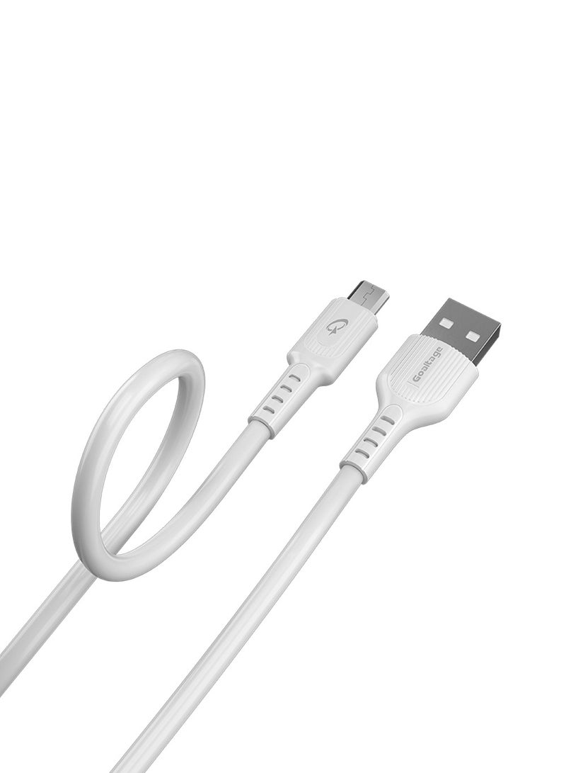 جولتيج كابل شحن جولتیج USB A الى مايكرو USB بطول 1 متر، قدرة 2.4 امبير 20 واط، شحن ونقل بيانات، تصميم سيليكون مرن من TPE، متانة عالية، لون ابيض - Image 4