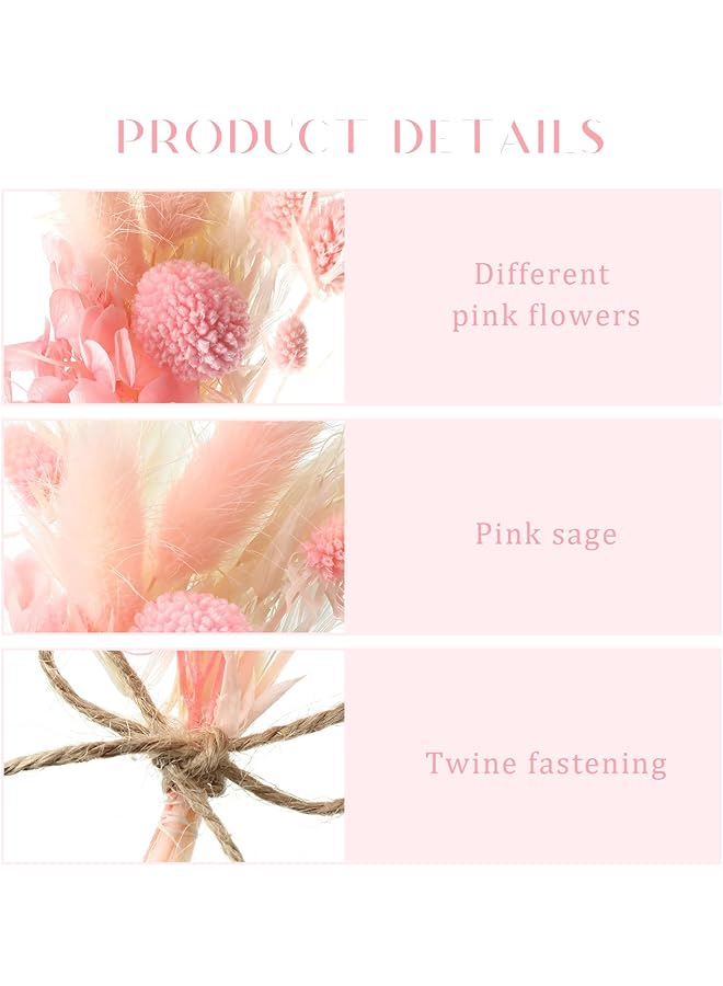 erorex 10 Pack Mini Dried Flower Bouquet 6.3 Inch Pink Sage White Wheat Dried Flowers For Vase Diy Craft Photo Props Card Decor Bohemian Wedding Dried Flowers With Stems Embossing Dried Flower Plant Stem Bunch  - Image 5