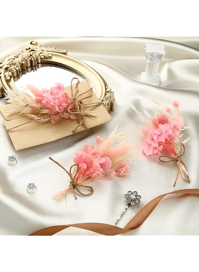 erorex 10 Pack Mini Dried Flower Bouquet 6.3 Inch Pink Sage White Wheat Dried Flowers For Vase Diy Craft Photo Props Card Decor Bohemian Wedding Dried Flowers With Stems Embossing Dried Flower Plant Stem Bunch  - Image 3