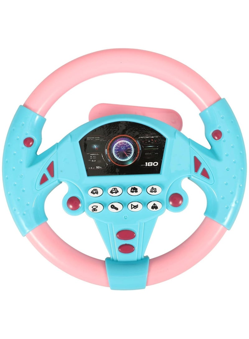 Steering Wheel Toy, Simulated Driving Controller with Light and Music, Electric Early Learning Educational Sounding Toy Pretend Driving Seat Toys - Image 1