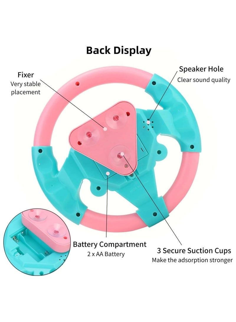 Steering Wheel Toy, Simulated Driving Controller with Light and Music, Electric Early Learning Educational Sounding Toy Pretend Driving Seat Toys - Image 3