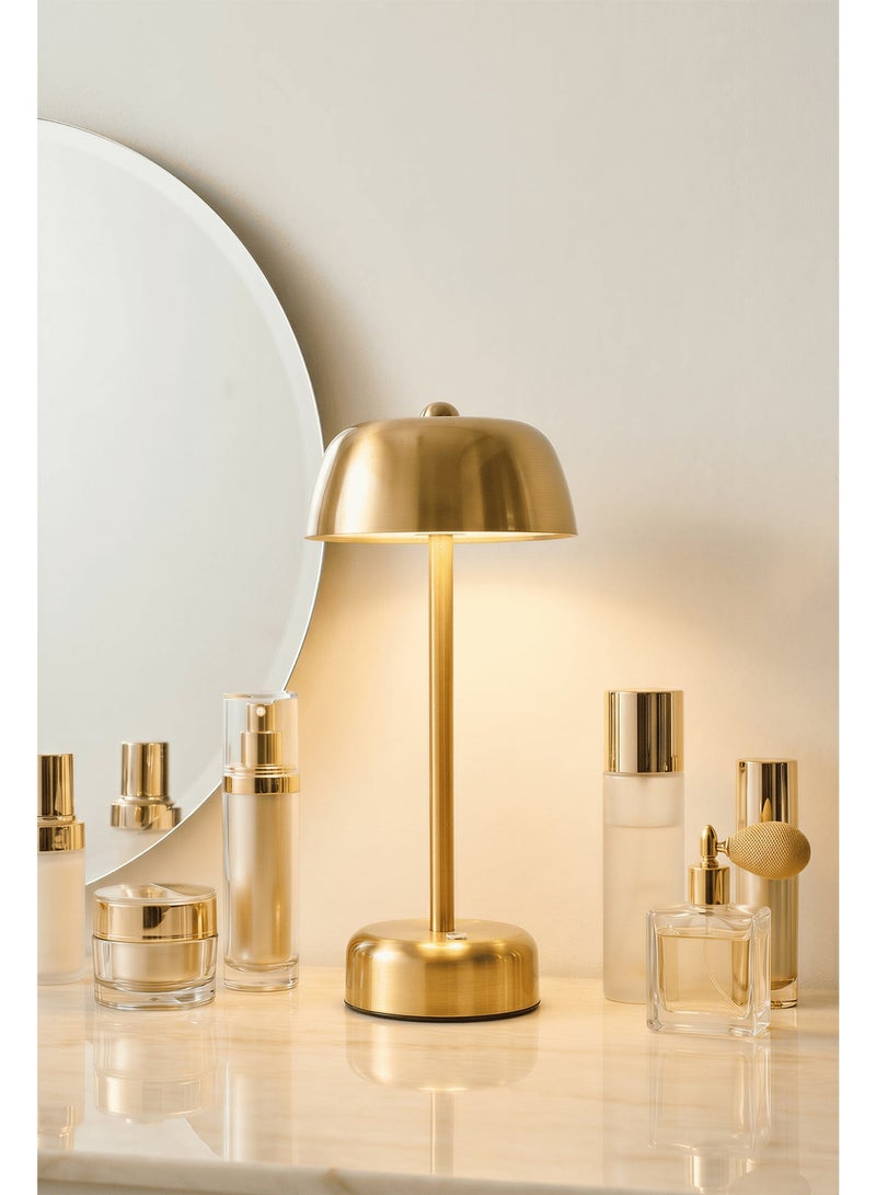 Gold Classic Night Light, Touch Control Mushroom Table Lamp, Dimmable Metal Bedside Lamp, Minimalist Modern Jellyfish Ambient Light for Bedroom, Living Room & Home Decor - Image 1