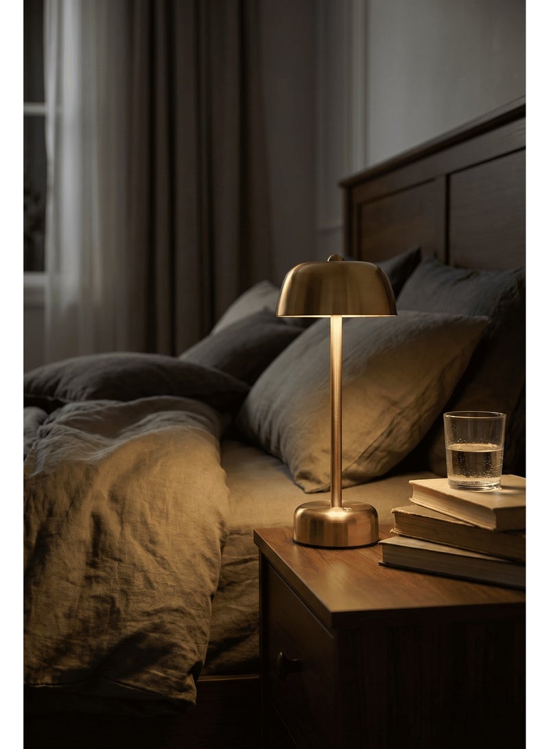 Gold Classic Night Light, Touch Control Mushroom Table Lamp, Dimmable Metal Bedside Lamp, Minimalist Modern Jellyfish Ambient Light for Bedroom, Living Room & Home Decor - Image 2