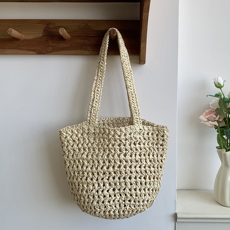 Women's Handwoven Paper Bucket Bag - Image 1