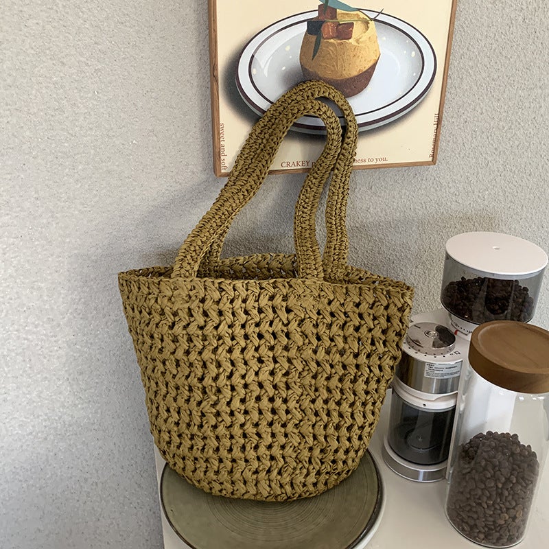 Women's Handwoven Paper Bucket Bag - Image 2