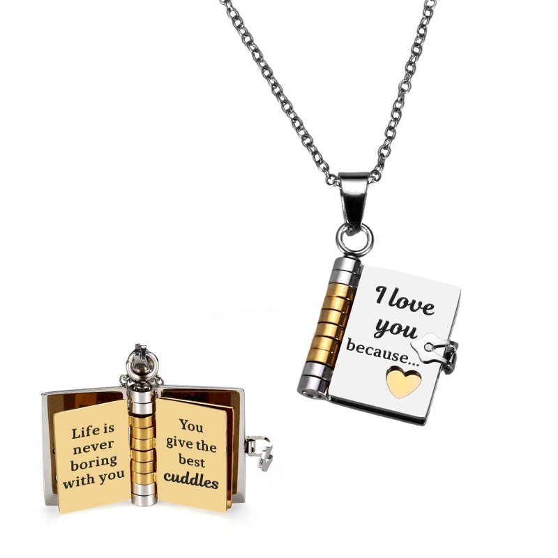 CYKARA Valentines Day I Love You Gifts for Her to My Wife Necklace from Husband Book Necklace for Girlfriend Birthday Anniversary Wedding Gifts for Wife Romantic Ideas Will You Be My Girlfriend Valentines - Image 1