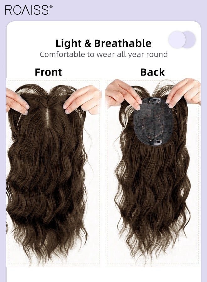رويس شعر مستعار مموج رقيق مع غرة للنساء، باروكة شعر مستعار للنساء ذوات الشعر الخفيف، تغطية تساقط الشعر، شعر رمادي، بني فاتح، 45 سم (18 بوصة) - Image 5