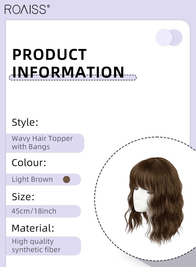 رويس شعر مستعار مموج رقيق مع غرة للنساء، باروكة شعر مستعار للنساء ذوات الشعر الخفيف، تغطية تساقط الشعر، شعر رمادي، بني فاتح، 45 سم (18 بوصة) - Image 3