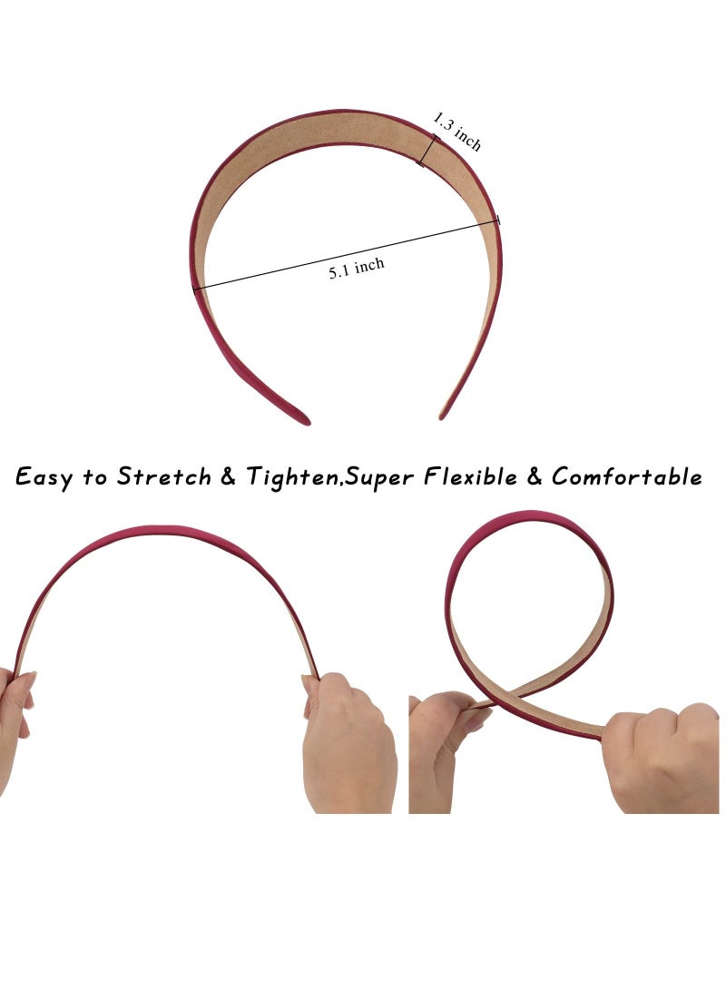 SYOSI 10 عبوات من عصابات الرأس من الساتان مقاس 1.3 بوصة عصابة رأس واسعة للنساء عصابة رأس غير قابلة للانزلاق أنيقة ملونة DIY عصابات رأس سادة سادة إكسسوارات الشعر للنساء والفتيات Diademas Para Mujer - Image 5