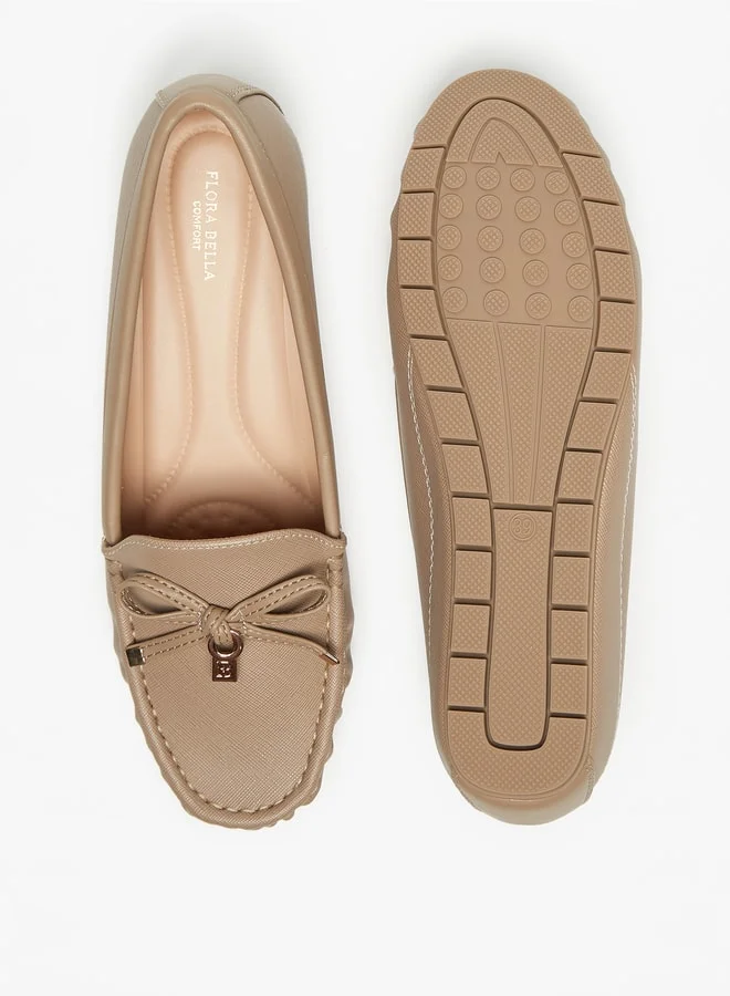 فلورا بيلا من شو إكسبرس Textured Slip-On Loafers with Wedge Heels and Bow Accent