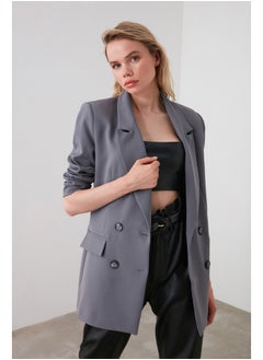 Gray Oversize Lined Double Breasted Closure Woven Blazer Jacket TWOAW20CE0130 - pzsku/ZAE8C69D230A0B0EA7CACZ/45/_/1725540825/1cbb968f-6359-478e-9f1c-9f435d6cb9da