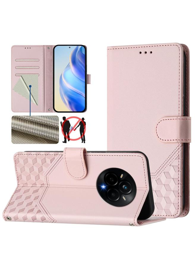 S-TOP Case For Realme 14 Pro 5G Honeycomb Embossing RFID Leather Phone Case - Image 1