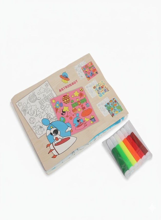 KRySt Reusable Washable Coloring Mat for Kids – 80 x 80 cm | Foldable Drawing Sheet for Creative Fun | Includes Water-Based Pens (Space) - Image 2