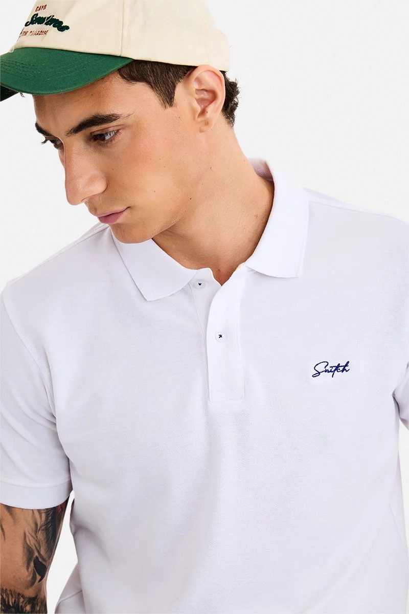 سنيتش White Solid Half Sleeve Regular Fit T-Shirt