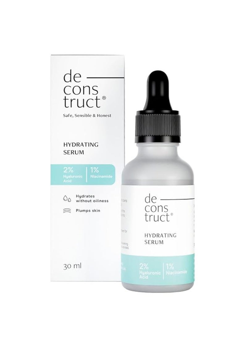 Deconstruct Hydrating Serum - 2% Hyaluronic Acid + 1% Niacinamide | Provides Intense Hydration | Face Serum For Oil-Free Moisturisation, Plump & Soft Skin | Beginner Friendly | 30ml  - Image 1