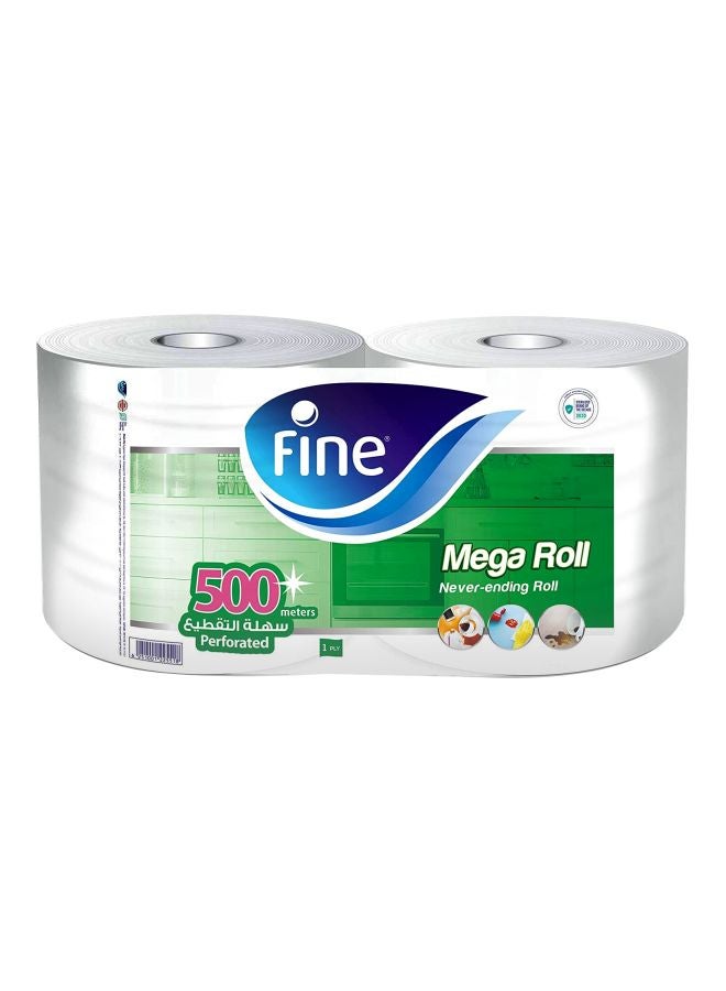 Fine Sterilized Kicthen Paper Towel Mega Roll 250 Meters Pack Of 2 White - Image 1