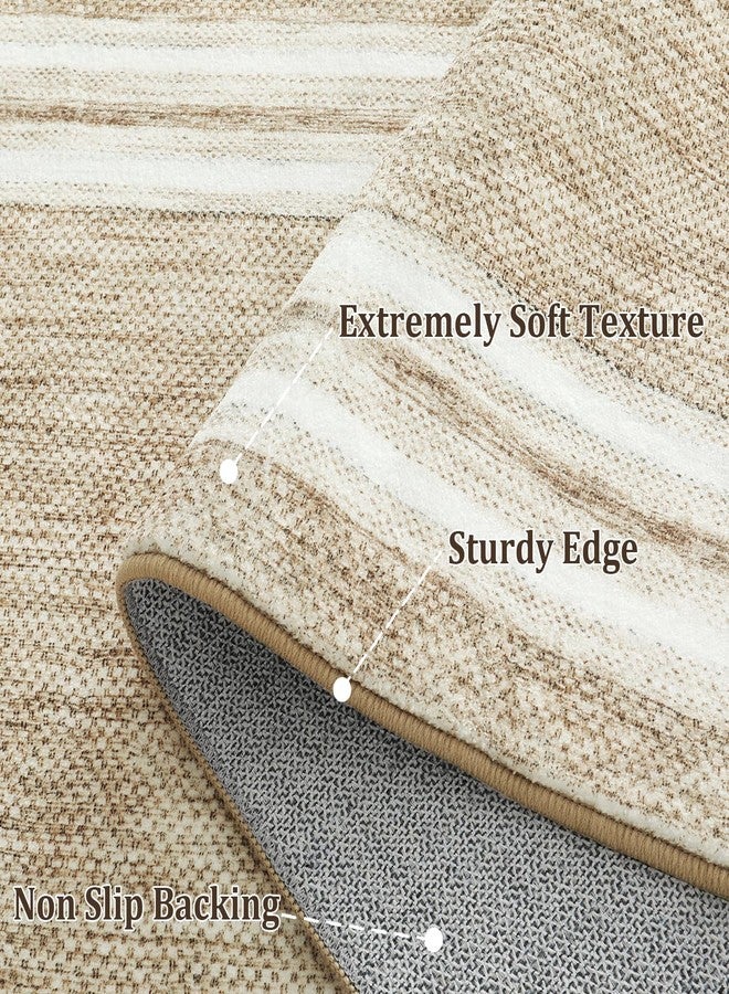 أوجيا سجادة ممرات عصرية قابلة للغسل من أوجيا، مقاس 2 × 8 قدم، مطبوعة، مانعة للانزلاق، لون بيج، سجادة حمام طويلة ناعمة ذات وبر منخفض، مناسبة للمداخل وغرف النوم وغرف الغسيل. - Image 3