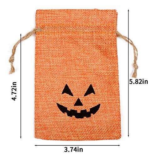 DECORA Halloween Burlap Gift Bags with Double Jute Drawstrings Candy Pouch Halloween Treat Bags with Different Designs Pack of 50 - Image 2