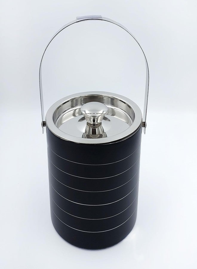 EVK® Pack of 4 Piece Black Ring Bar Set for Drink/Gift, Double Wall - Ice Bucket with Tong, Peg Measurer & Cocktail Shaker - Image 4