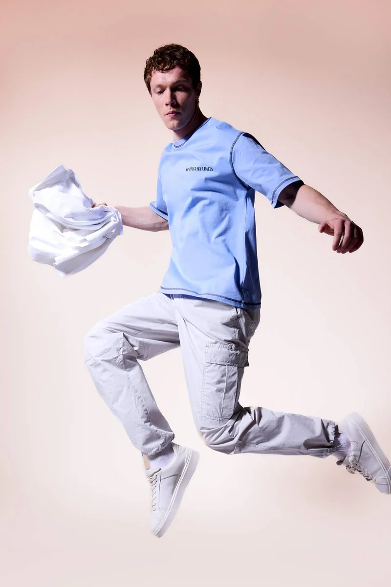 ديفاكتو 100% Cotton Boxy Fit Slogan Short Sleeve T-Shirt