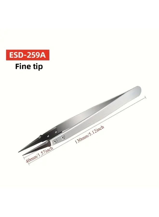 ESD 2A Anti Static Precision Tweezers Heavy Duty Metal For Electronics Repair - Image 4