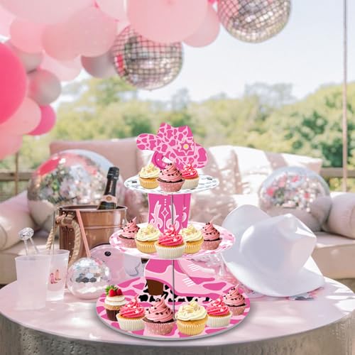 Urlax Western Cowgirl Party Decorations Cowgirl Bachelorette Cupcake Stand Decorations Let's Go Girls Cake Holder for Last Disco Bachelorette Girls Birthday Western Rodeo Party - Image 4