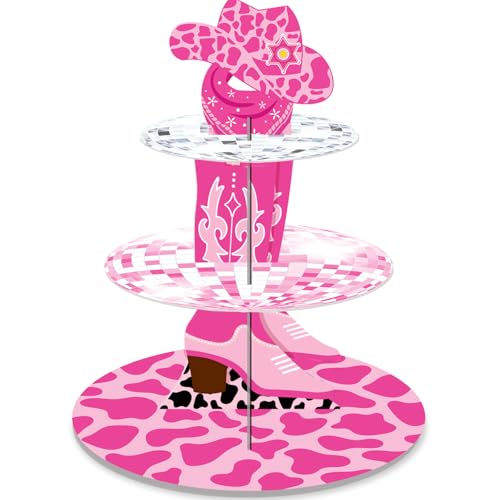 Urlax Western Cowgirl Party Decorations Cowgirl Bachelorette Cupcake Stand Decorations Let's Go Girls Cake Holder for Last Disco Bachelorette Girls Birthday Western Rodeo Party - Image 1