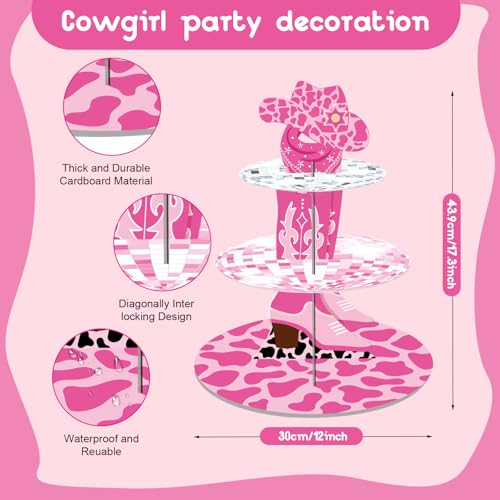 Urlax Western Cowgirl Party Decorations Cowgirl Bachelorette Cupcake Stand Decorations Let's Go Girls Cake Holder for Last Disco Bachelorette Girls Birthday Western Rodeo Party - Image 2