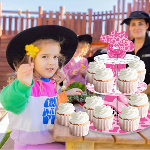 Urlax Western Cowgirl Party Decorations Cowgirl Bachelorette Cupcake Stand Decorations Let's Go Girls Cake Holder for Last Disco Bachelorette Girls Birthday Western Rodeo Party - Image 5