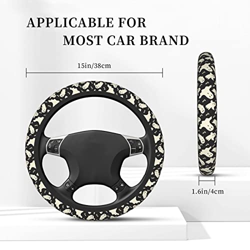 YANGDADA Ghost Pattern Steering Wheel Cover Universal 15 Inch Cute Car Accessories Protector for Women Men - Image 5