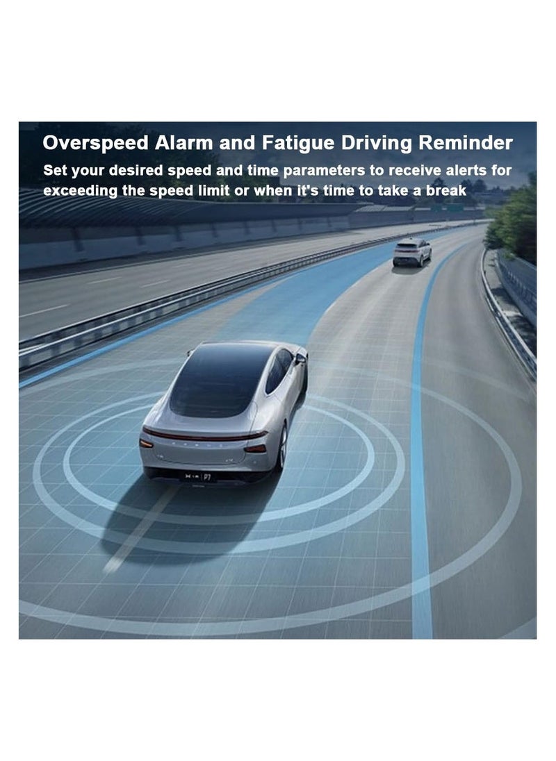 عرض الرأس HUD، عرض رأس السيارة متعدد الوظائف، عداد سرعة رقمي يعمل بالطاقة الشمسية مع إنذار تجاوز السرعة وتذكير بالقيادة疲ئة لمسافة القيادة للسيارة والشاحنة وRV وSUV - Image 2