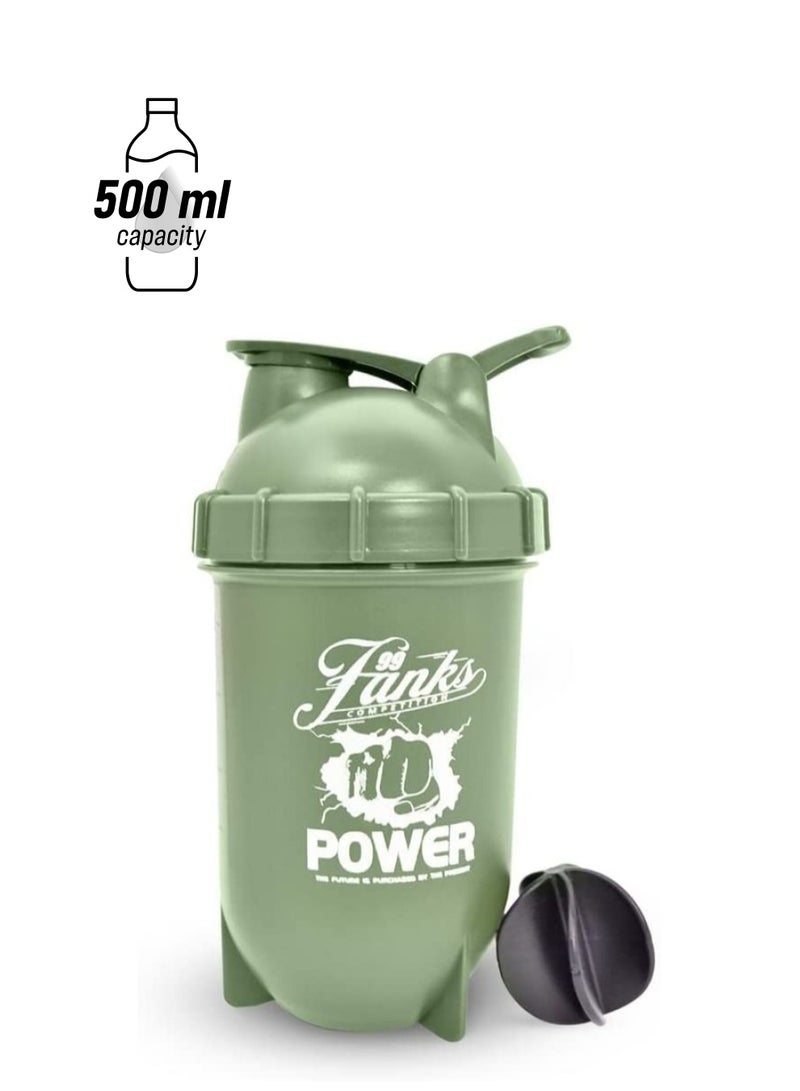 Gonice 500ml Capsule Shaped Sports Tumbler Protein Shaker Bottle Gym Blender Cup for Pre-Workout BPA Free Leakproof Mix & Drink Smoothies for Home Drinking Fitness & Camping (Green) - Image 1