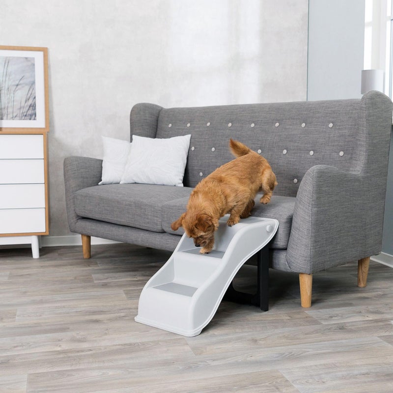 Trixie Lightweight Pet Stairs with Non-Slip Rubber Treads - 3 Step Stairs for Dogs and Cats to Reach Beds and Couches - Foldable and Easy to Store - Light Gray - Image 2