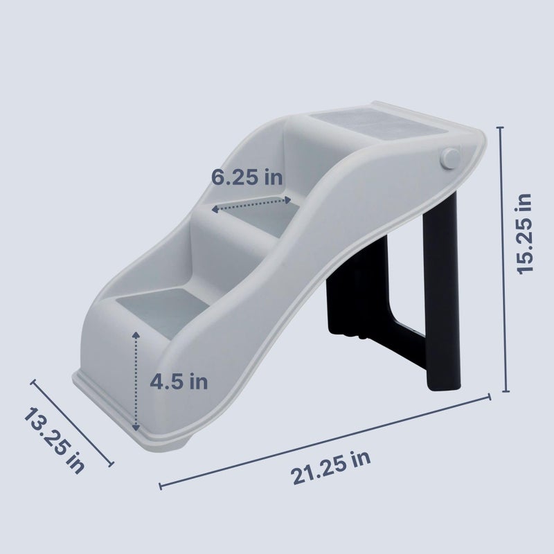 Trixie Lightweight Pet Stairs with Non-Slip Rubber Treads - 3 Step Stairs for Dogs and Cats to Reach Beds and Couches - Foldable and Easy to Store - Light Gray - Image 3