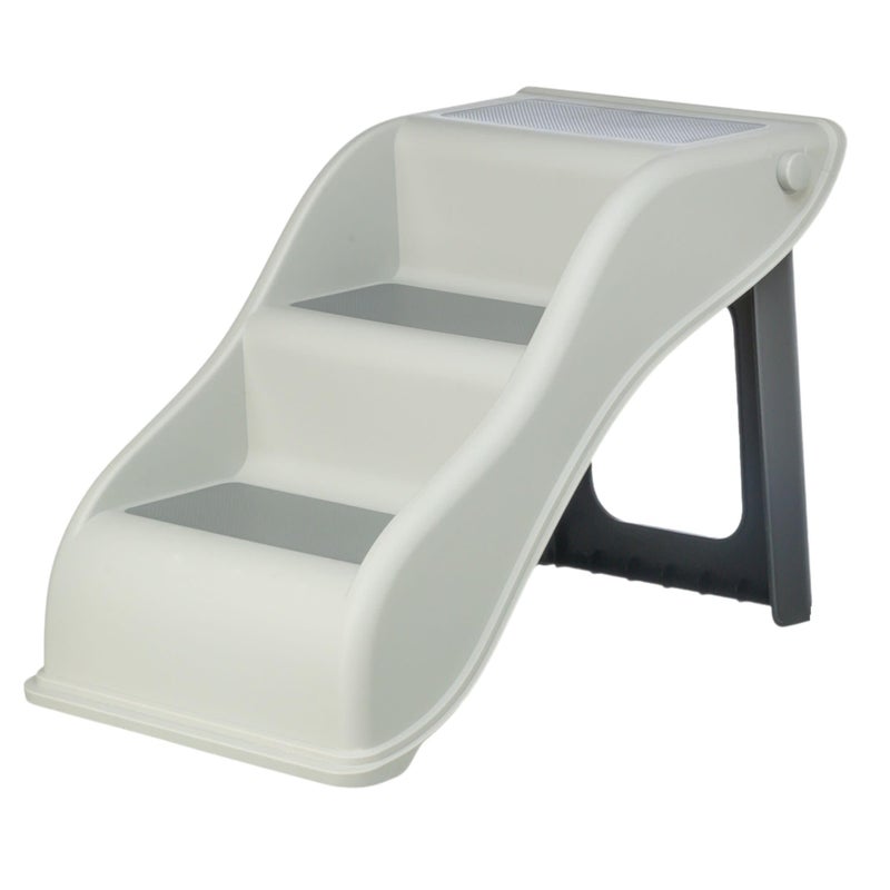 Trixie Lightweight Pet Stairs with Non-Slip Rubber Treads - 3 Step Stairs for Dogs and Cats to Reach Beds and Couches - Foldable and Easy to Store - Light Gray - Image 1