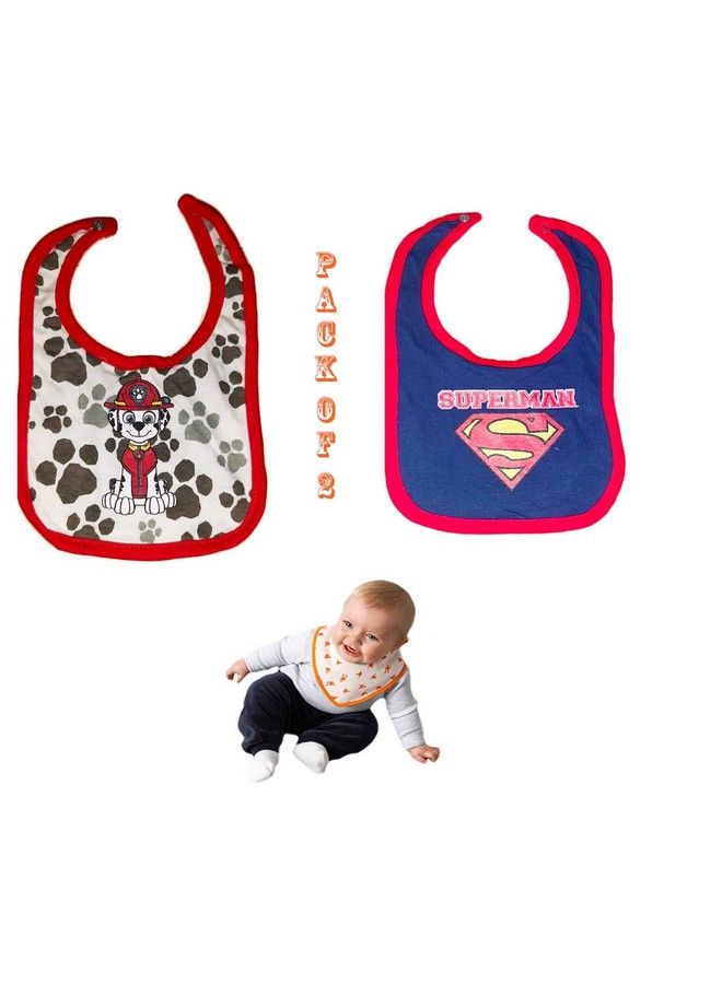 Mojo Toys Baby Cotton Bibs Washable Absorbent Feeding Cloth;Baby Bib Set For Baby Boy Girls Kids Toddlers Infants For 0 3 6 12 Monthsnew Born 12 Years (Pack Of 2) - Image 1