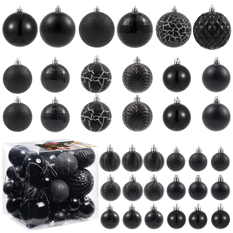 LANGXUN 36pcs Black Christmas Tree Decorations Balls 2023  Bolas De Navidad - 6pcs 3.2''  12pcs 2.4''  18pcs 1.6'' - Shatterproof Christmas Ball Ornaments  Christmas Decor  Party  Wedding